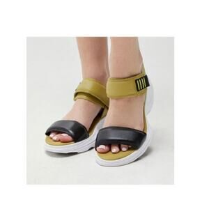 Sorel Olive Green Shade Black Two Straps Wedge Sandals Womens Size 9